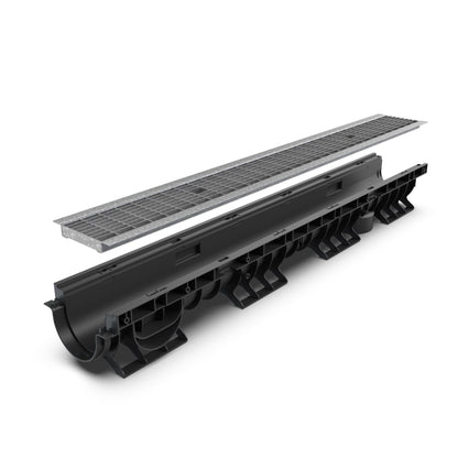 4" Plastic trench drain (BASE 100P), galvanized grate ADA, B class - Accessories image 1