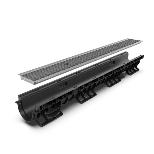 4" Plastic trench drain (BASE 100P), galvanized grate ADA, B class - Accessories image 1