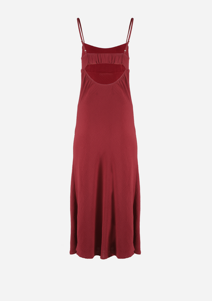 Solid Elastic Back Detail Midi Dress Brick - Misc image 2