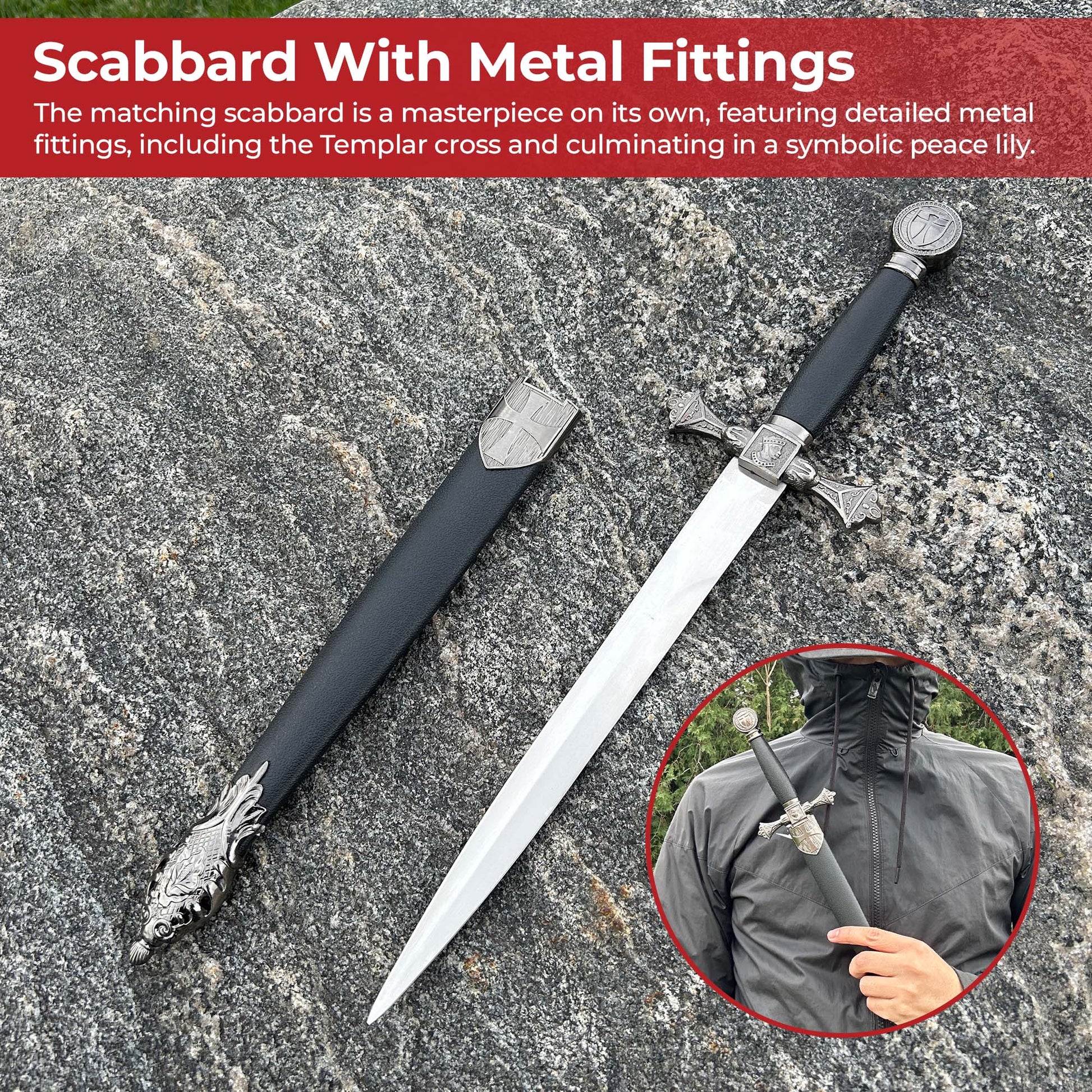 Peace Through Power Knights Templar Ceremonial Dagger - Accessories image 6