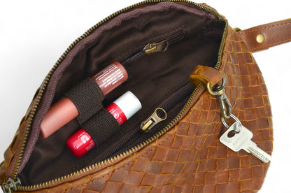 Nexus Woven Leather Belt Bag - Saddle Brown - Accessories image 7