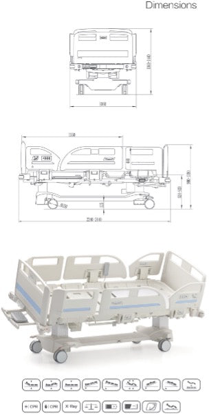High End Fully Electric hospital bed with 5 functions PKG with mattress and 4 PP split side rails with 2 controller rails & nurse assists controller (JJ1065) - Misc image 4