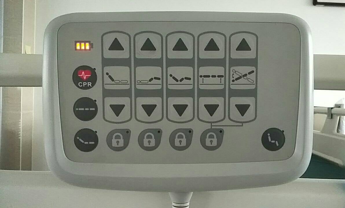 High End Fully Electric hospital bed with 5 functions PKG with mattress and 4 PP split side rails with 2 controller rails & nurse assists controller (JJ1065) - Misc image 2