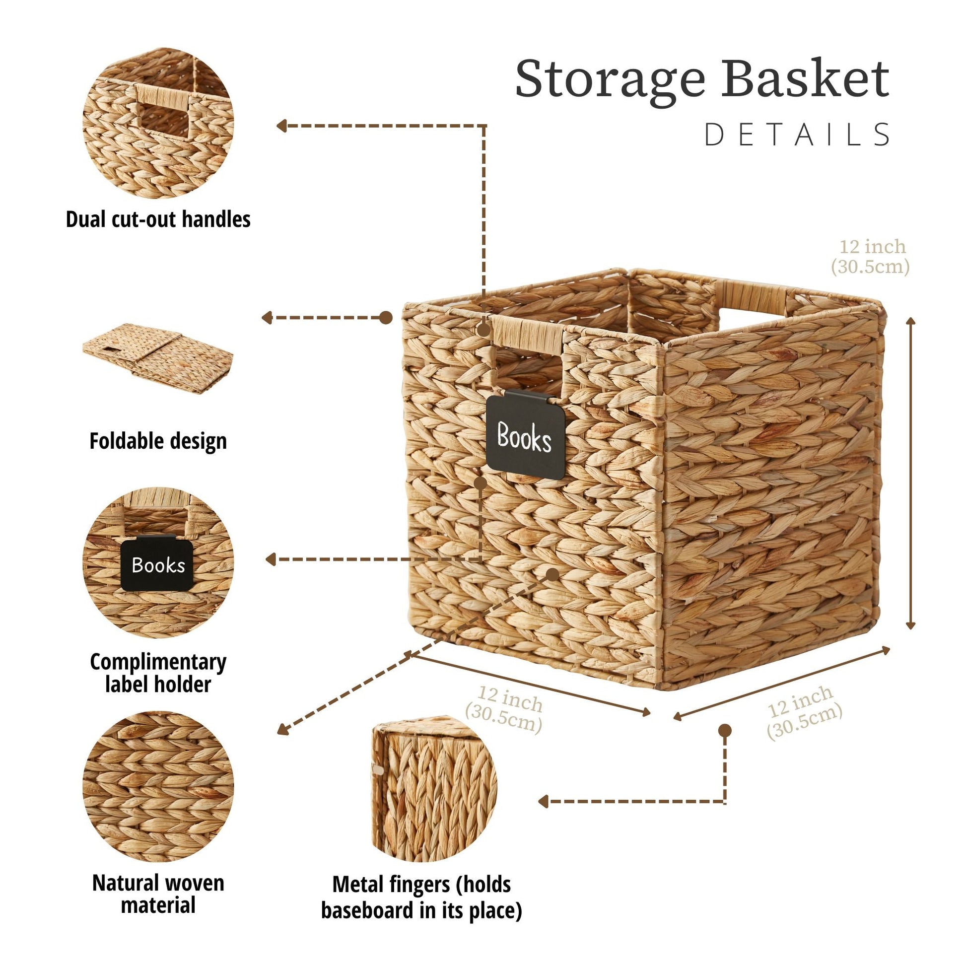 Foldable Natural Wicker Cube Storage Baskets - Set of 4 - Jewelry image 7