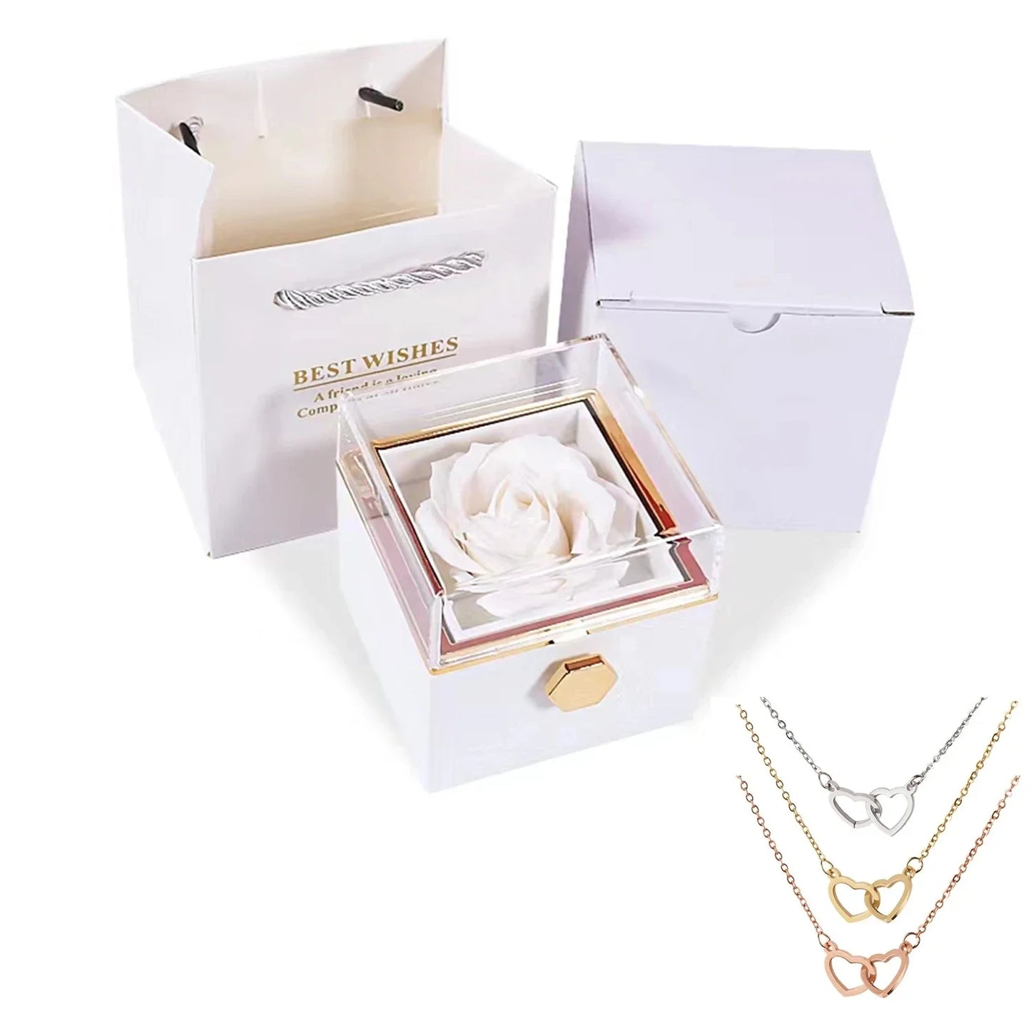 Eternal Rose Box - W/ Engraved Necklace & Real Rose. - Jewelry image 9