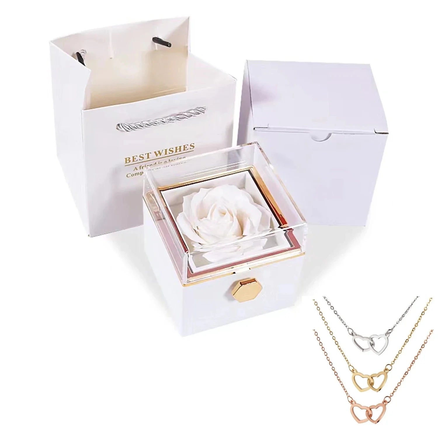 Eternal Rose Box - W/ Engraved Necklace & Real Rose. - Jewelry image 9