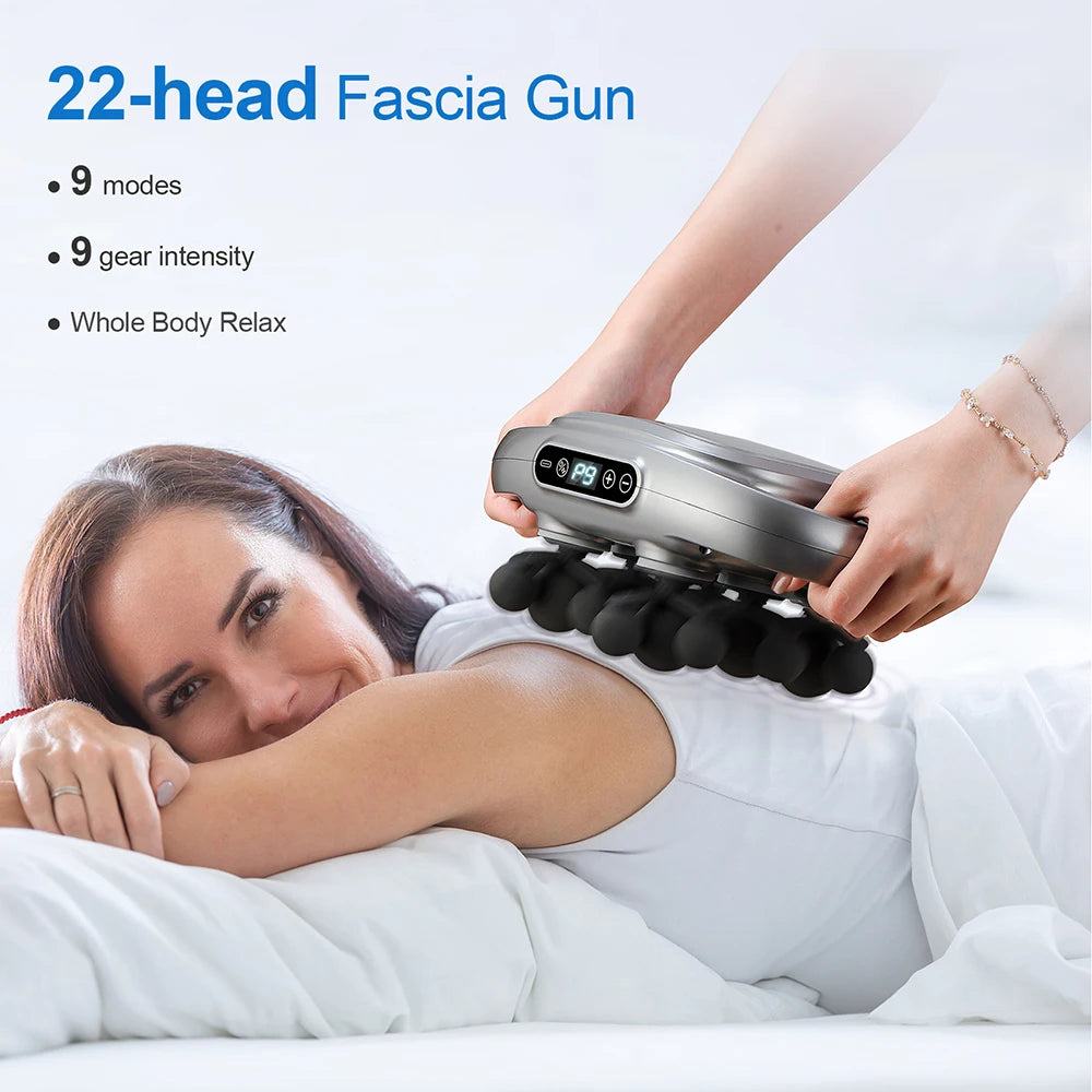 22-Head Fascia Gun High-Frequency Vibration Body Massage Gun Back and