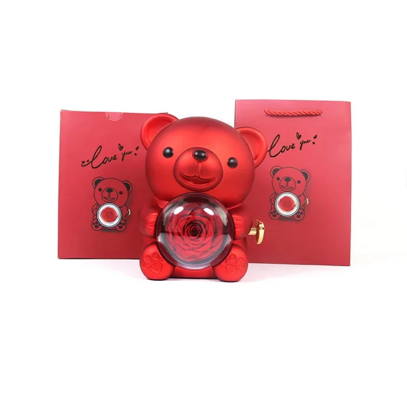 Eternal Bear Rose - W/ Engraved Necklace & Real Rose - Jewelry image 10