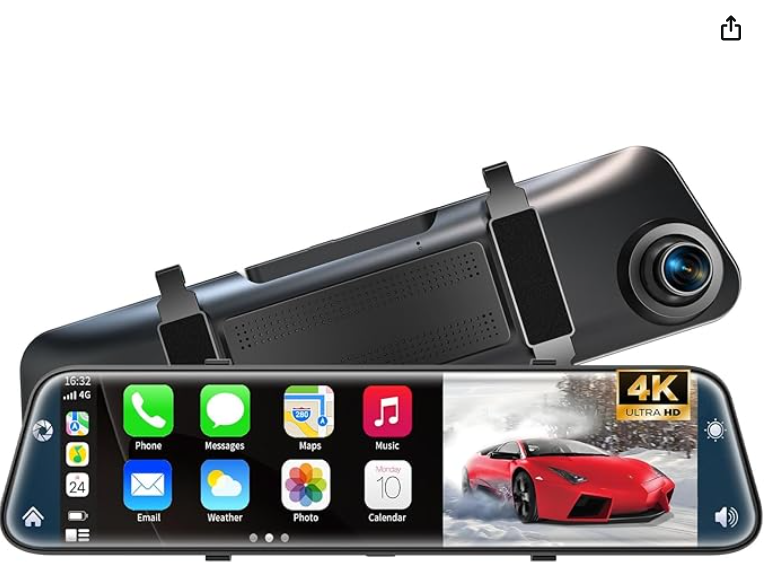Rear View Mirror Screen with Dash Camera & Carplay - Gadgets image 1