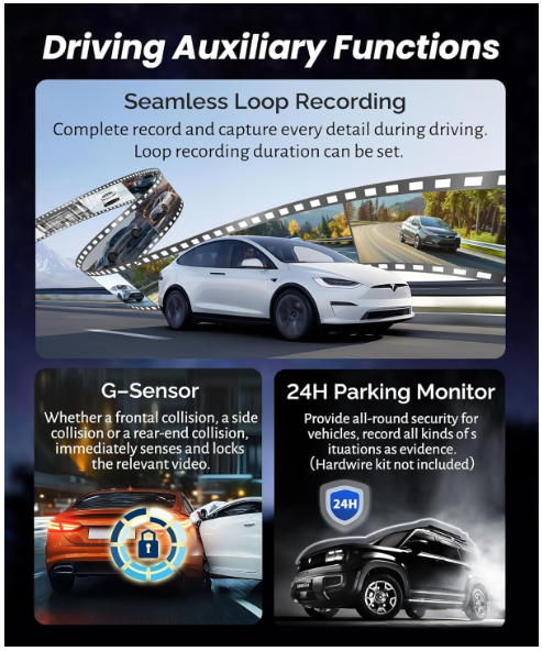 Rear View Mirror Screen with Dash Camera & Carplay - Gadgets image 5