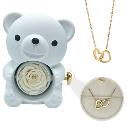 Eternal Bear Rose - W/ Engraved Necklace & Real Rose - Jewelry image 3