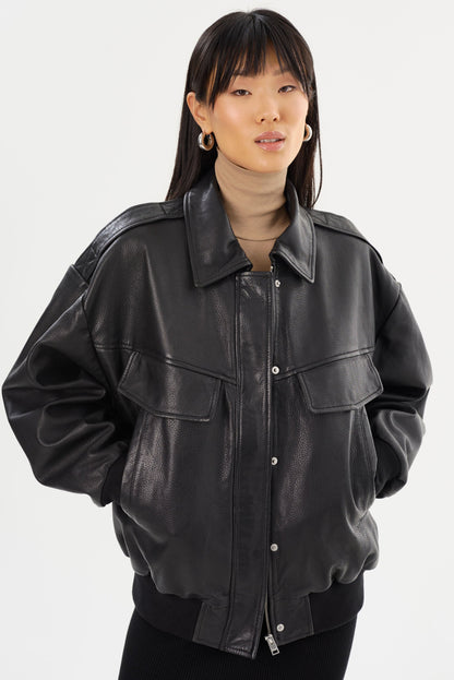 TREVANNA | Leather Bomber Jacket - Misc image 1