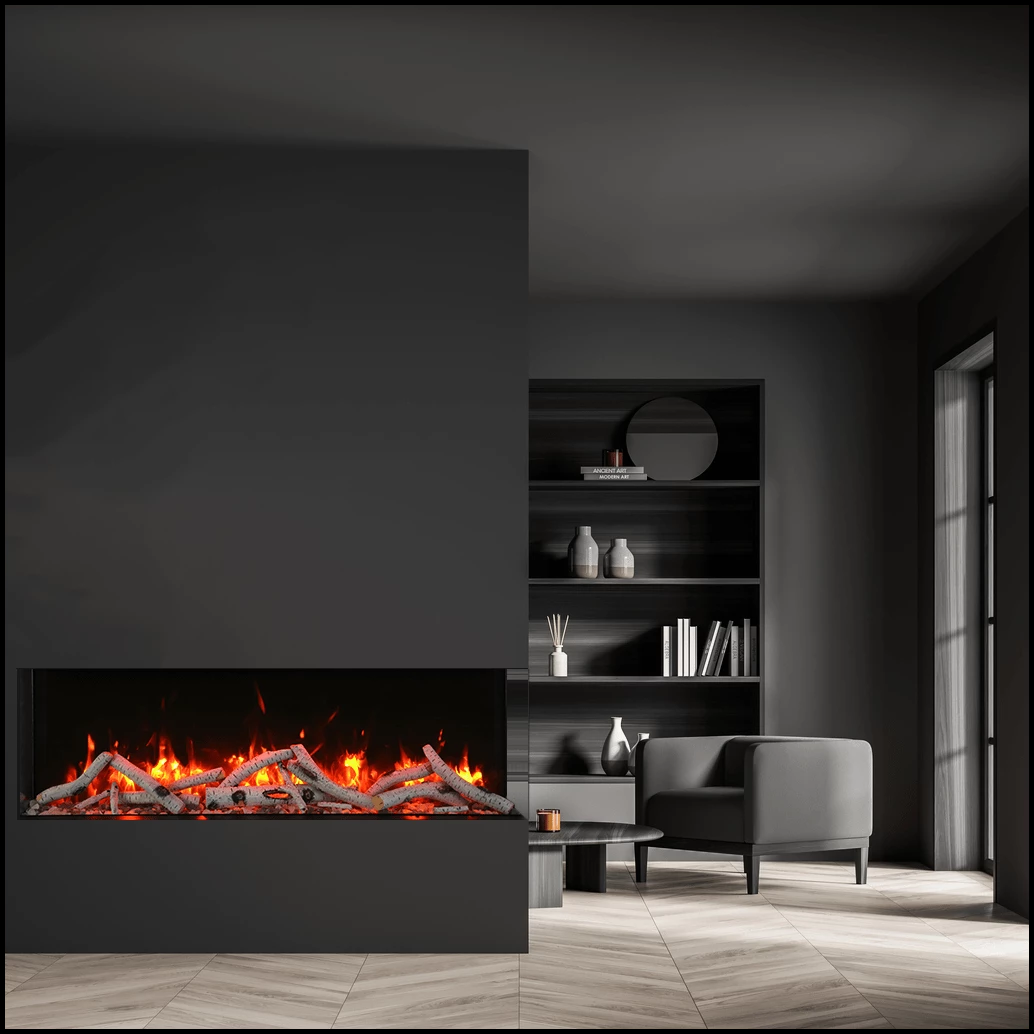 Amantii 30-TRV-SLIM Smart Indoor/Outdoor 3-Sided Electric Fireplace - Bedding image 3