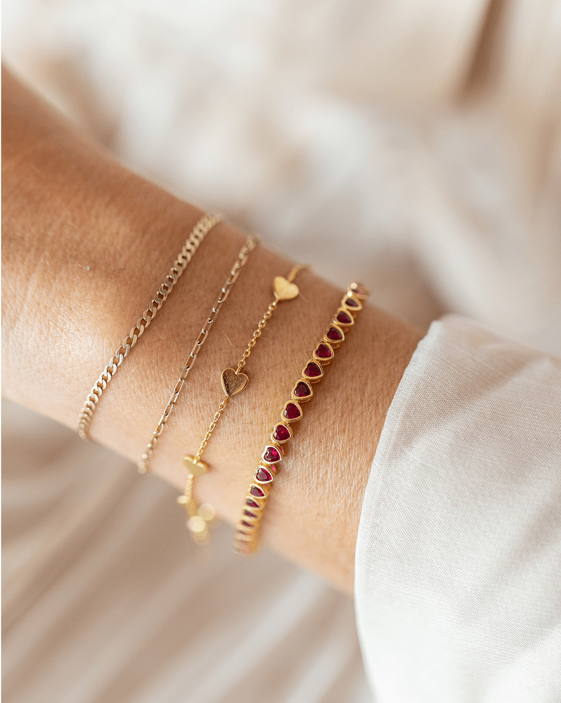 3mm Ruby Heart Tennis Bracelet - Gold Vermeil - Misc image 5