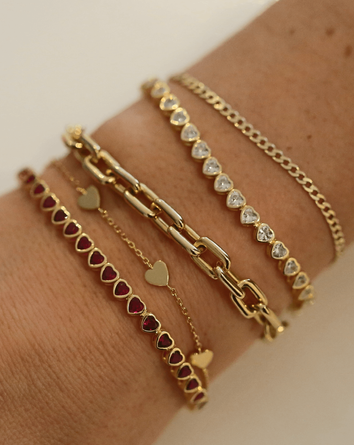 3mm Ruby Heart Tennis Bracelet - Gold Vermeil - Misc image 6