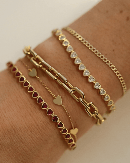 3mm Ruby Heart Tennis Bracelet - Gold Vermeil - Misc image 6