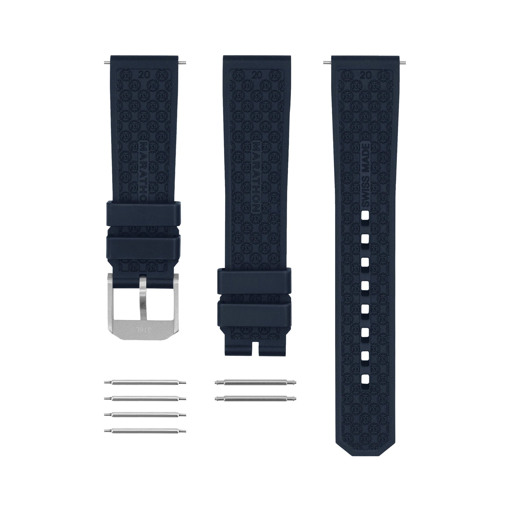 3-Piece Rubber Strap Kit, Blue, Parkerized, 20mm - Misc image 4