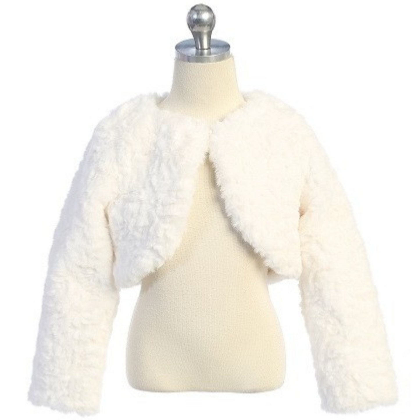 Faux Fur Bolero Jacket: OFF-WHITE - Apparel image 2