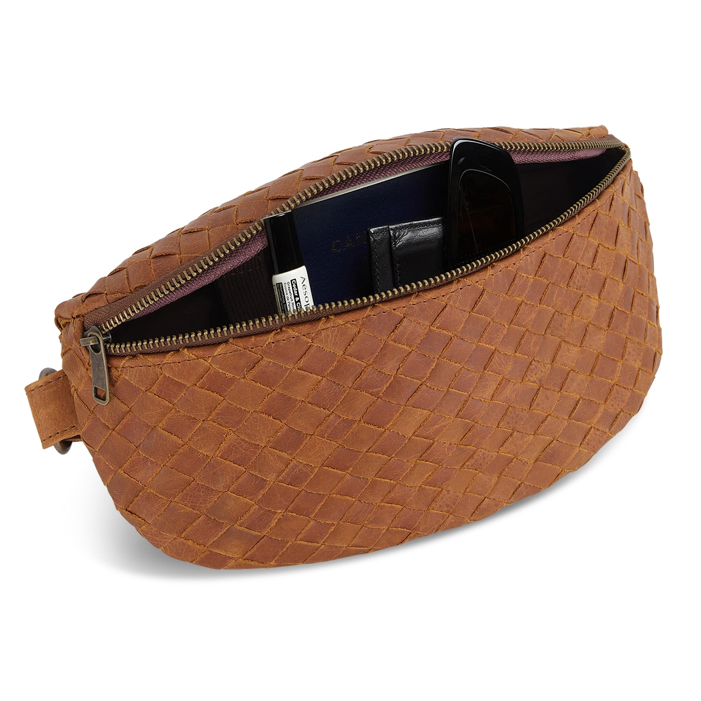 Nexus Woven Leather Belt Bag - Saddle Brown - Accessories image 5