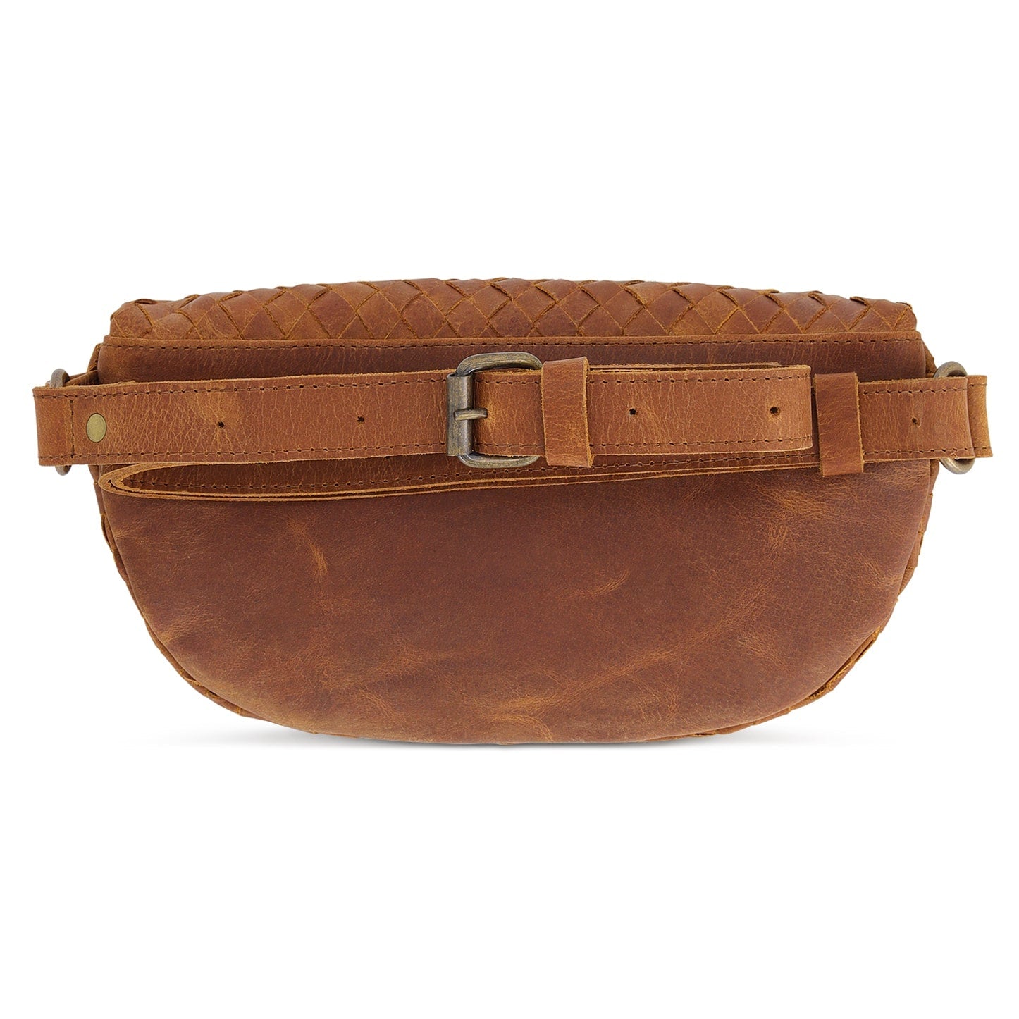 Nexus Woven Leather Belt Bag - Saddle Brown - Accessories image 3