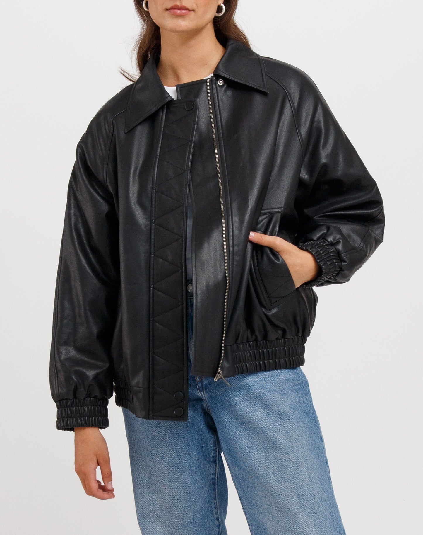 Christine Oversized Vegan Leather Bomber - Misc image 3