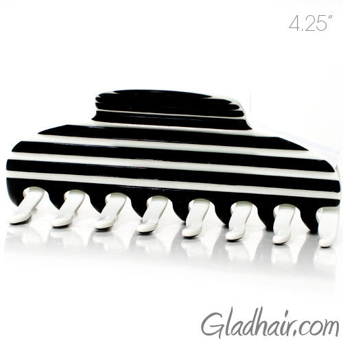 Hand Made Stripe Black and White Hair Claw - Beauty image 1