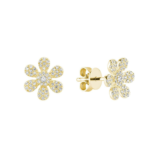 Clover Flower Diamond Stud Earrings - Misc image 1