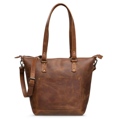 Crossbody Leather Tote - Saddle Brown - Accessories image 1