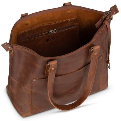Crossbody Leather Tote - Saddle Brown - Accessories image 7