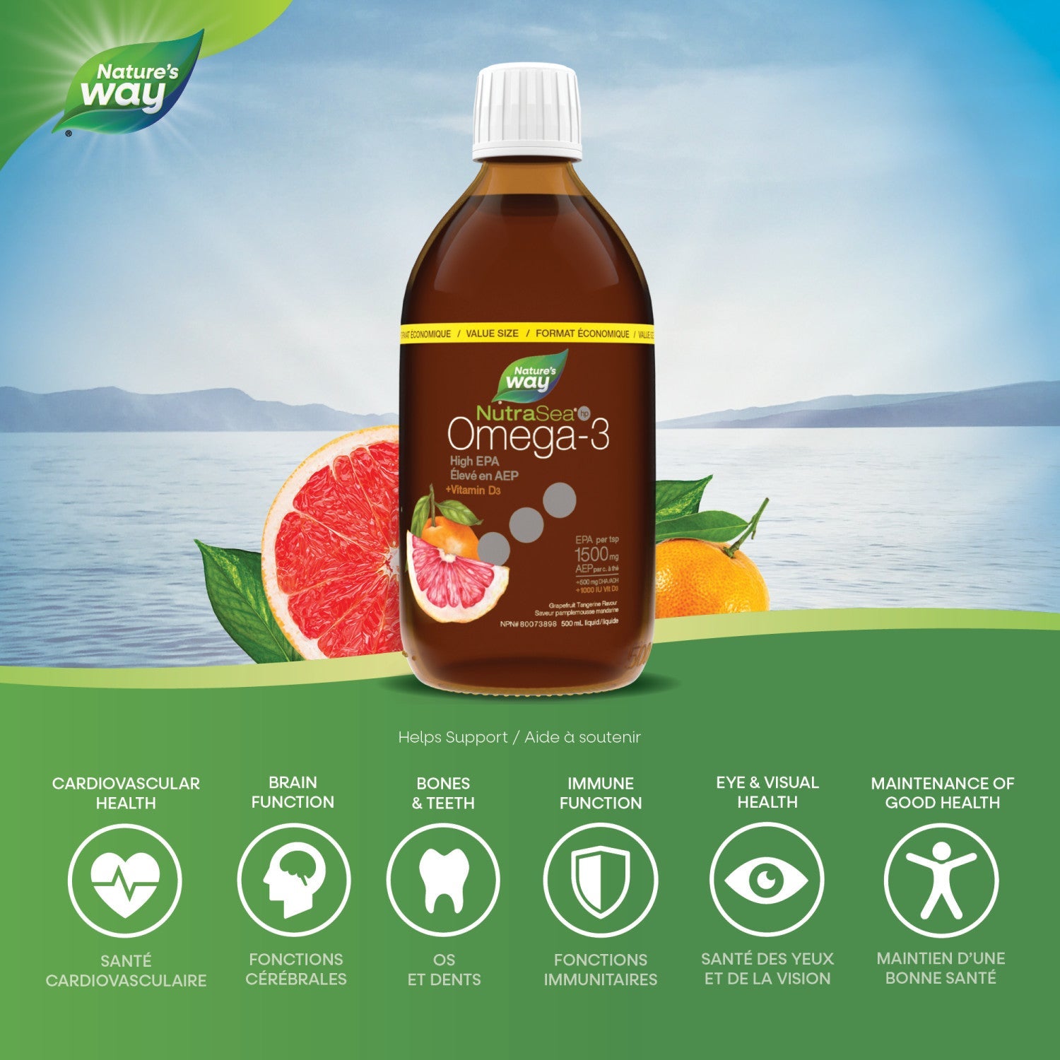 NutraSea hp+D™ (Grapefruit Tangerine) / 16.9 fl oz (500 ml) - Misc image 2