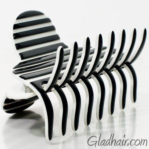 Hand Made Stripe Black and White Hair Claw - Beauty image 2
