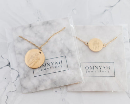 Birth Month Flower Pendant Necklace & Bracelet Set (Style 1) - Jewelry image 5