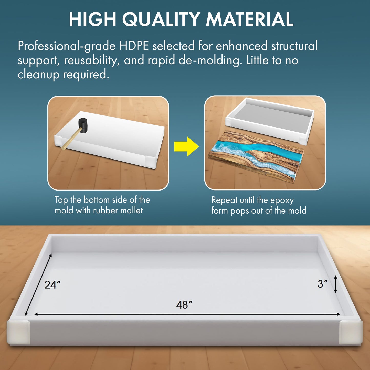 48'' x 24'' x 3'' | Large Size HDPE Table Mold - Misc image 2