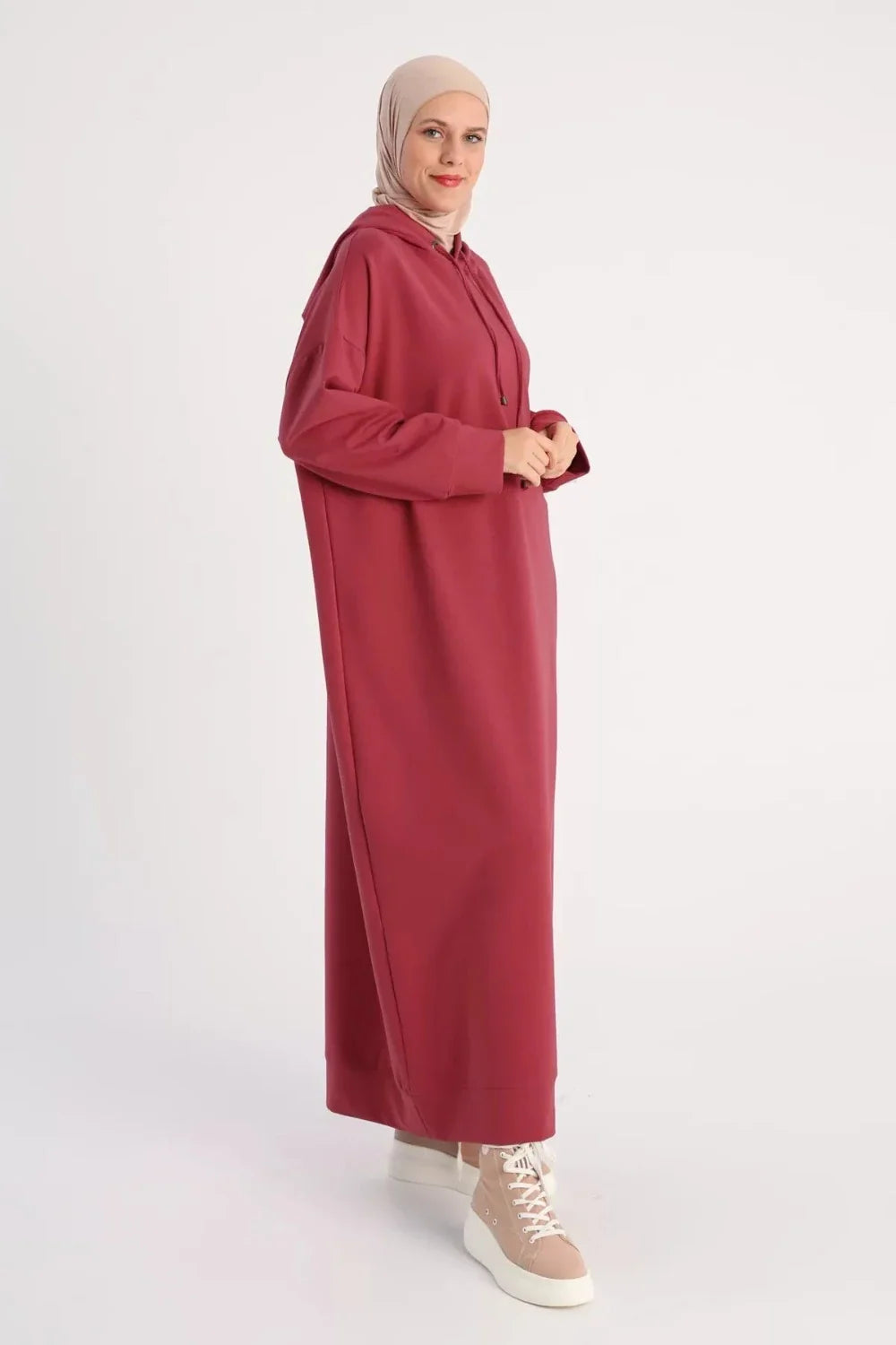 Plus Size Modest Hooded Knitted Dress | Rose - Apparel image 4