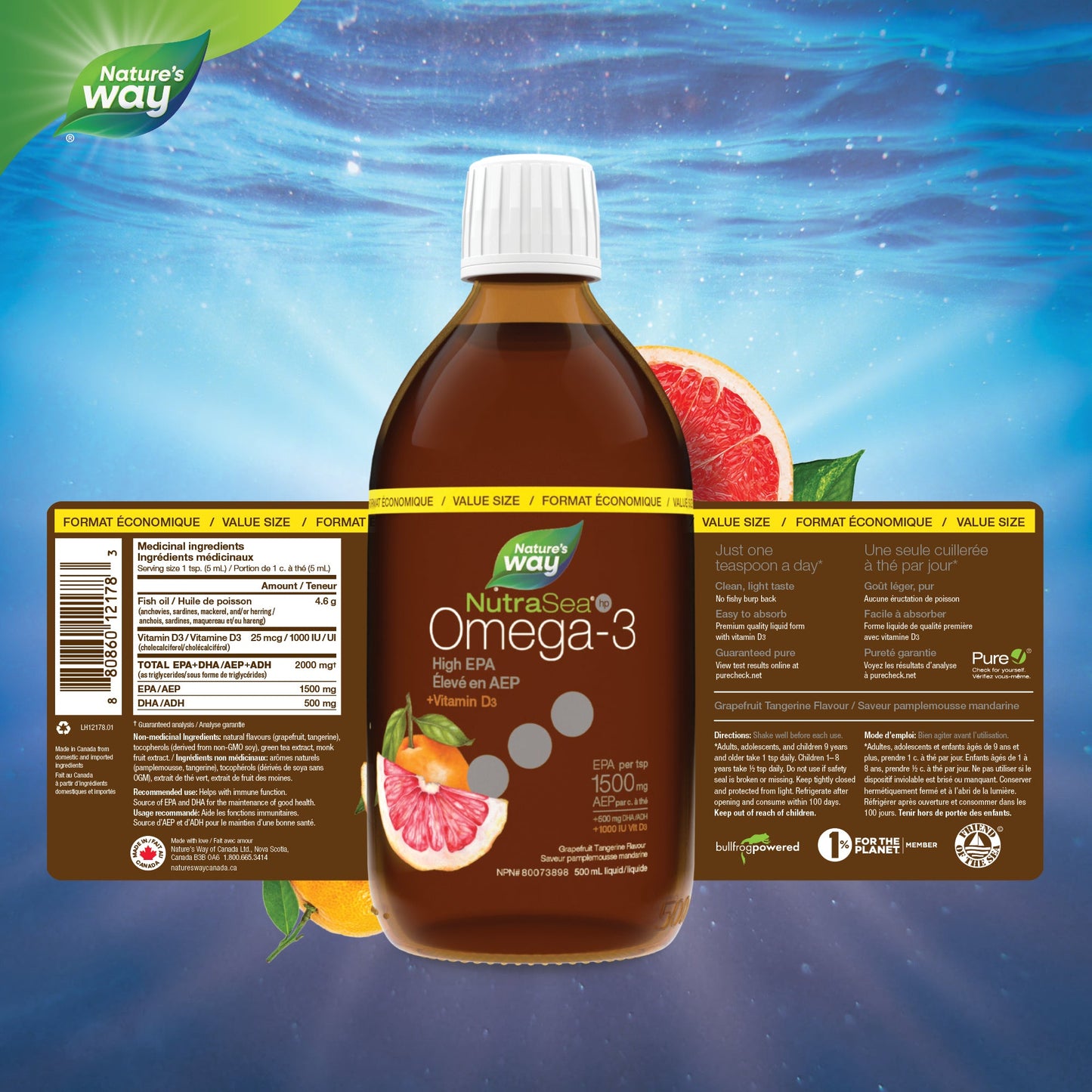 NutraSea hp+D™ (Grapefruit Tangerine) / 16.9 fl oz (500 ml) - Misc image 7