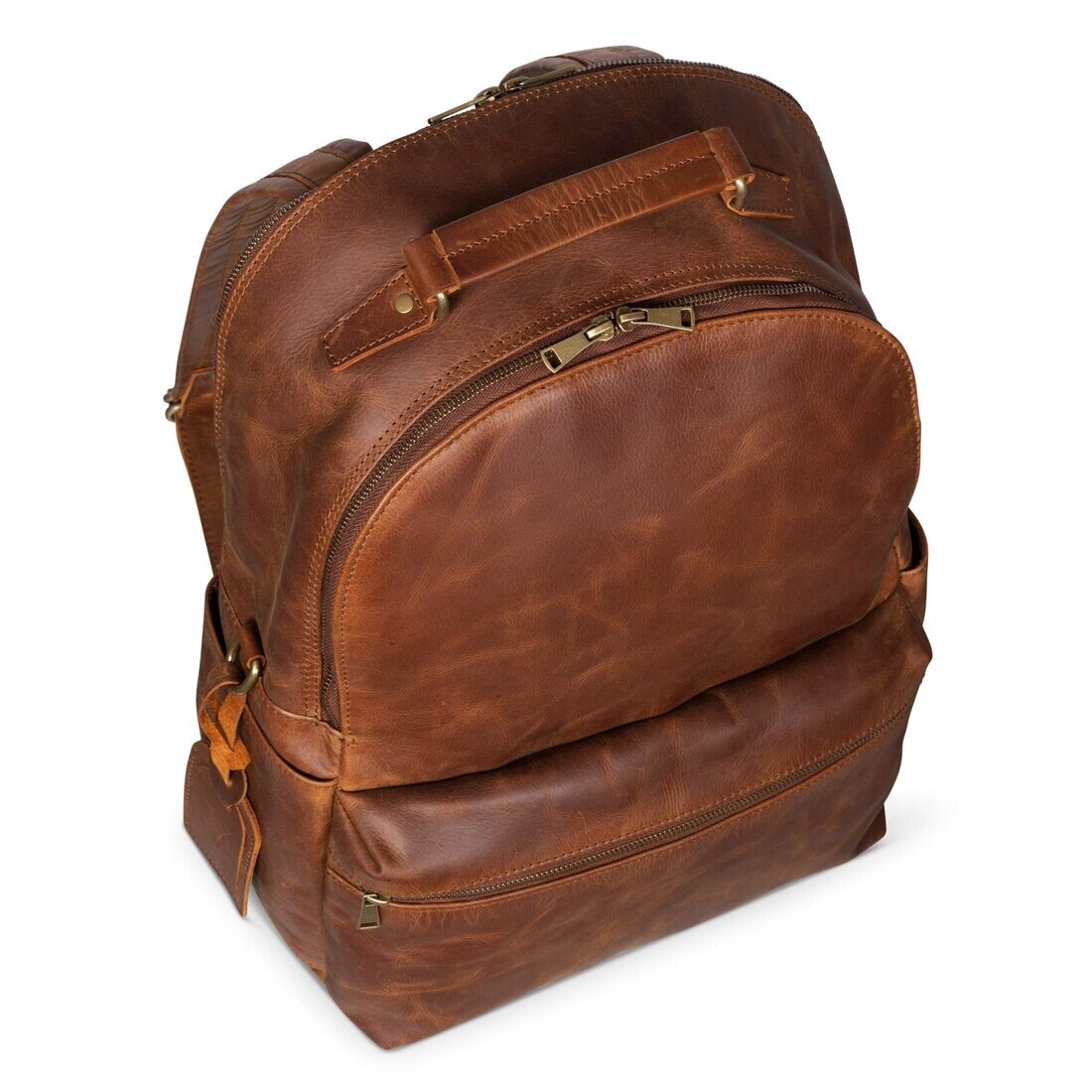 Leather Backpack Rucksack - Saddle Brown - Gadgets image 10