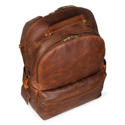 Leather Backpack Rucksack - Saddle Brown - Gadgets image 10