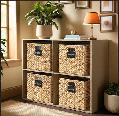 Foldable Natural Wicker Cube Storage Baskets - Set of 4 - Jewelry image 2