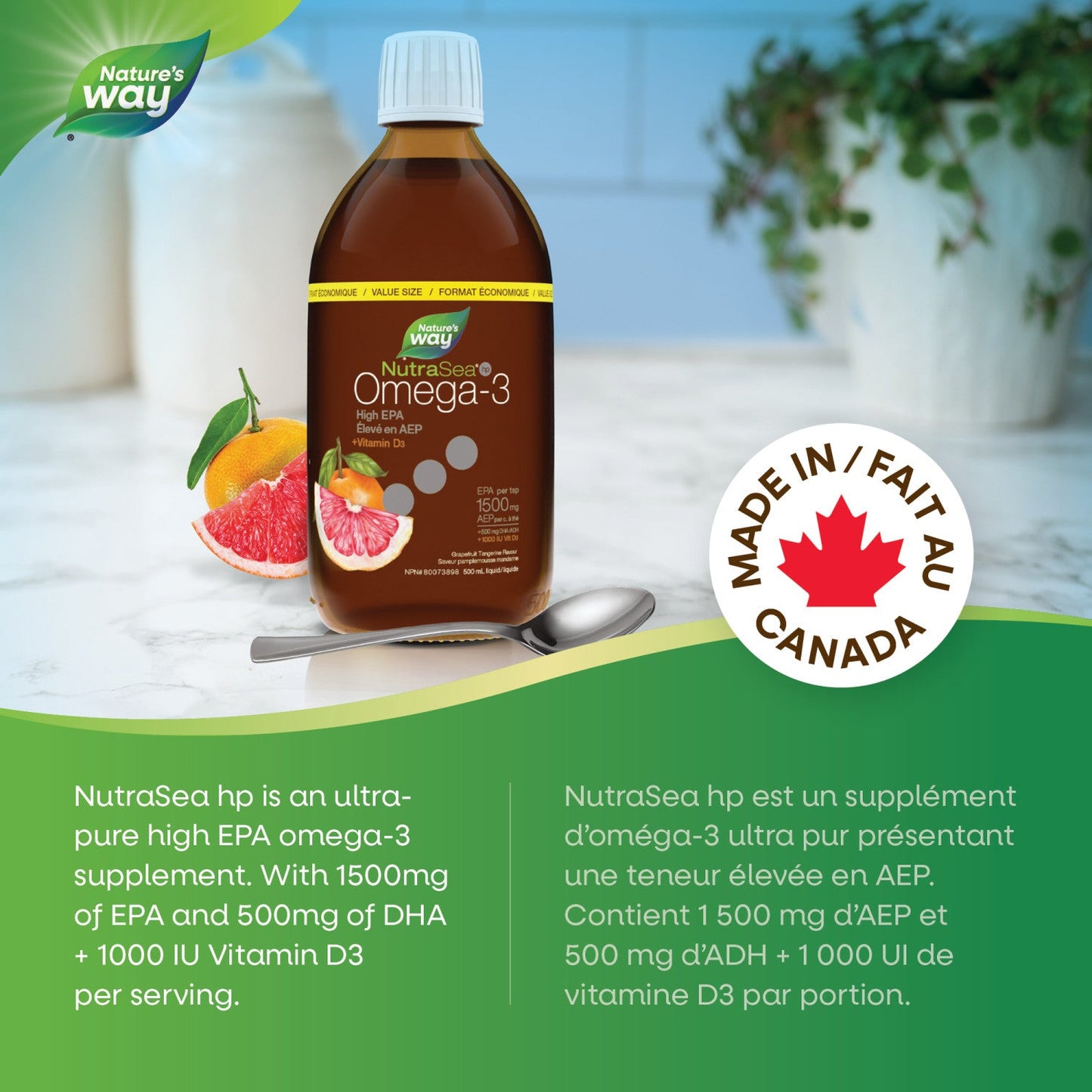 NutraSea hp+D™ (Grapefruit Tangerine) / 16.9 fl oz (500 ml) - Misc image 3
