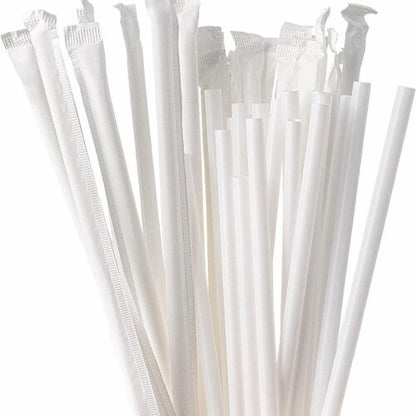 10" Super Jumbo Straws White Wrapped 083300 - 6 x 300/Case - Accessories image 2