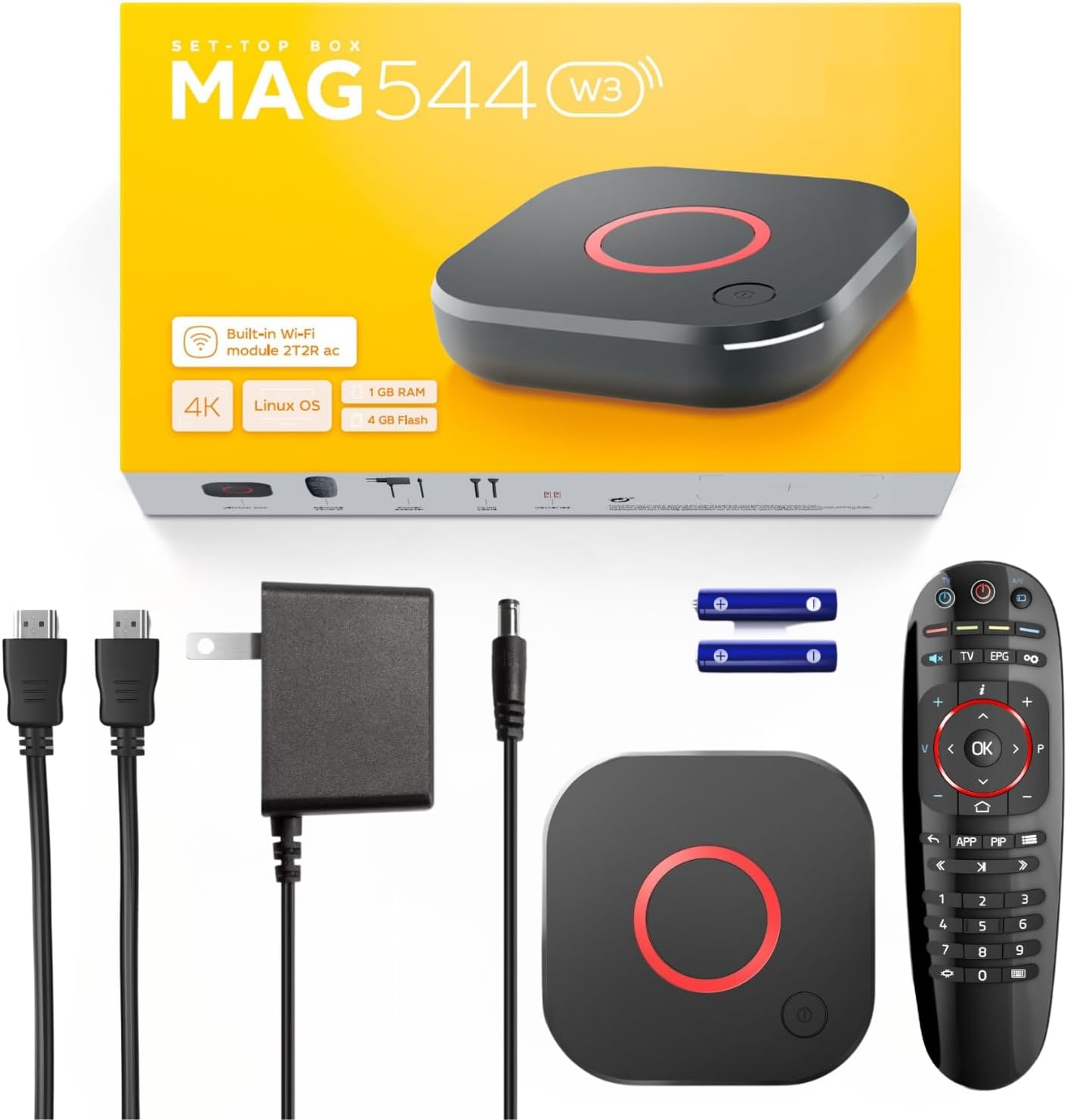 MAG 544w3 Linux 4.9 Set-Top Box, Amlogic S905Y4 Chipset, 1 GB DDR4 RAM, 4 GB Flash Memory, 4K HDR Video, Dolby Digital Plus and Dual-Band 2.4G/5G 2T2R ac WiFi - Gadgets image 1