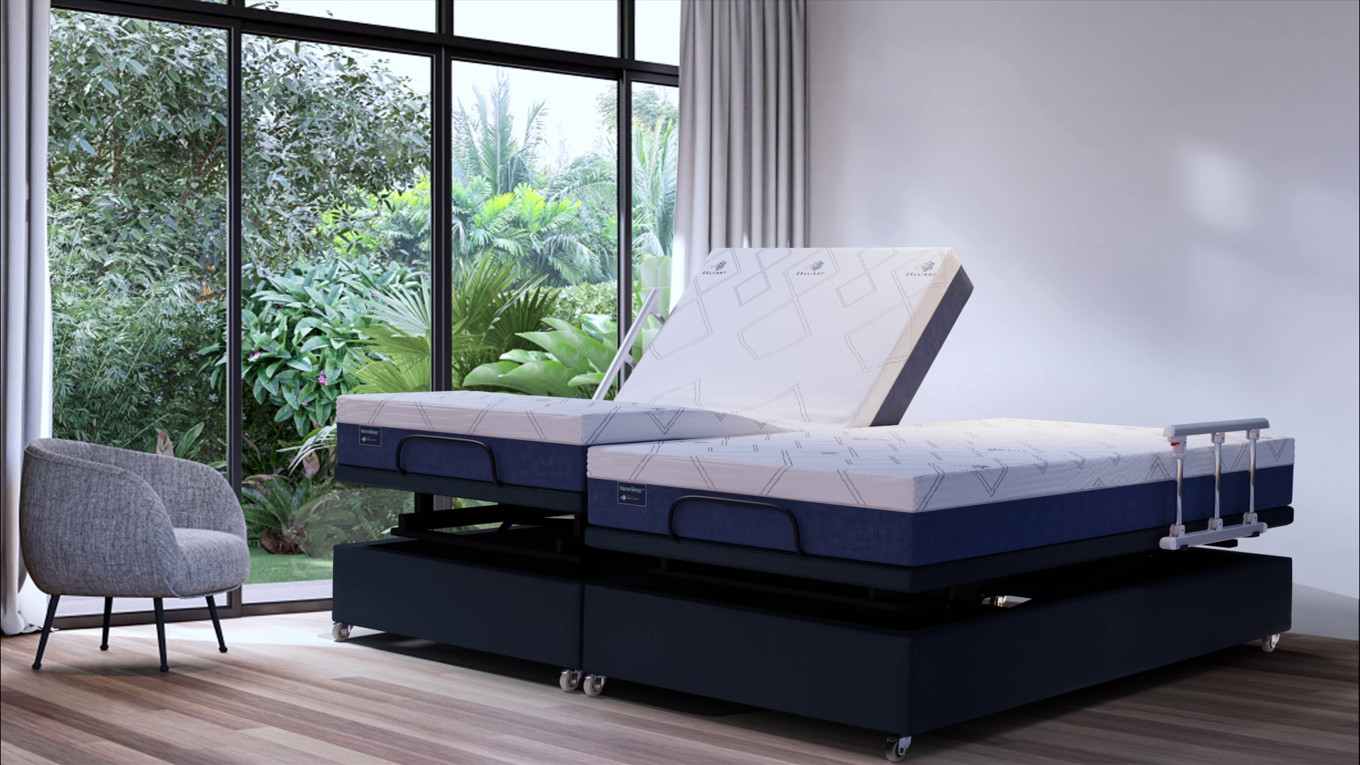 NSC Medical NanoSleep Adjustable Bed System with Twin XL Mattress - Bedding image 3
