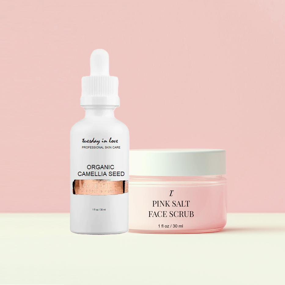Himalayan Pink Salt Face Scrub & Camellia Face Oil Gift Set - Beauty image 1