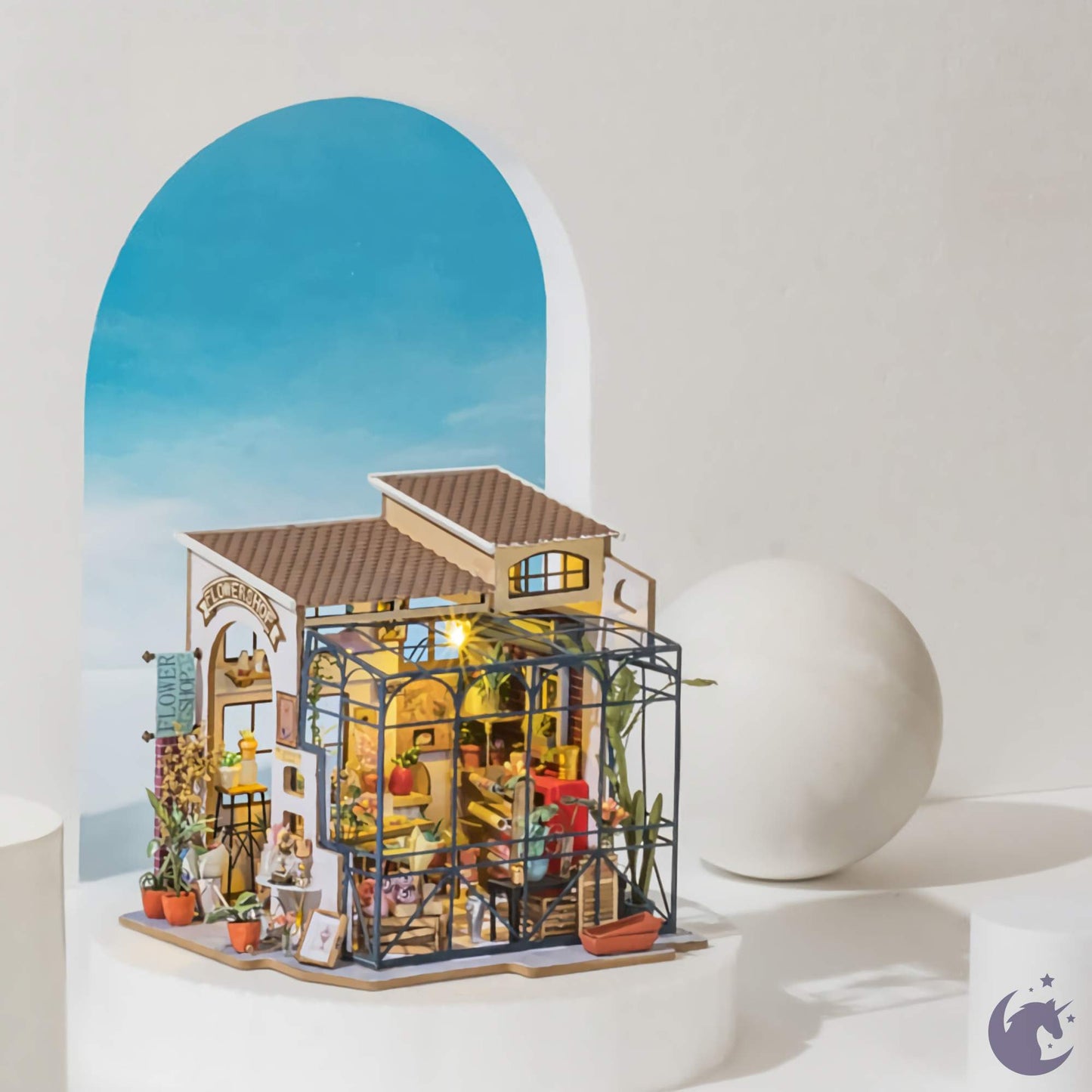 Emily's Flower Shop | Robotime DG145 DIY 1:24 Dollhouse Miniatures Kit - Furniture image 7