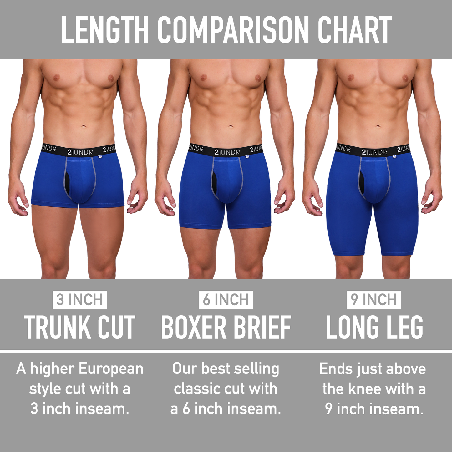 Swing Shift 6" Boxer Brief - 3 Pack Boxset - Black - Grey - Navy - Misc image 2